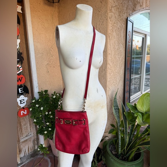 Michael Kors Women’s Red Leather Crossbody Bag - Picture 1 of 12